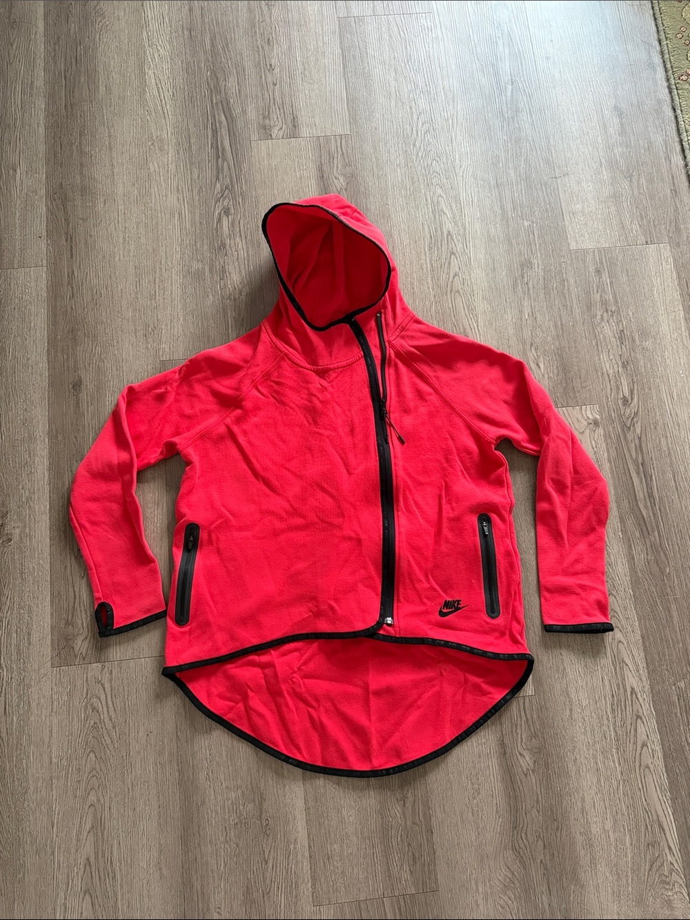 Nike Bright Red Hooded Jacket with Black Trim
